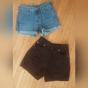 H&M (bundle of 3) black and blue Denim Shorts + T-shirt, size 2